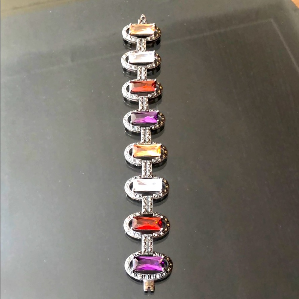 Silver Bracelet with Rhinestones
